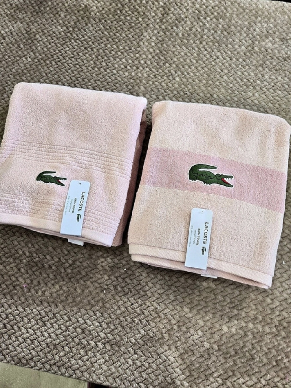 Lacoste Bath Towel Set Cotton Pink